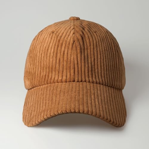 CHOK.LIDS Corduroy Baseball Cap Dad Hat Adjustable Polo Style Curved Brim - color: Camel
