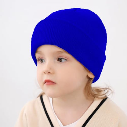 UTTPLL Baby Boy Girl Knit Warm Baby Hats Thick Soft Toddler Beanies Slouchy Ribbed Cuffed Beanie for Boys Girls - color: Sapphire Blue