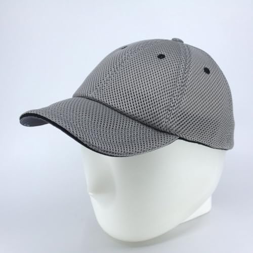 Cotton with Stretchable Polyester Air Mesh Back Flex Six Panel Baseball Cap - color: S/M, Gray/Gray/Black, size: Small