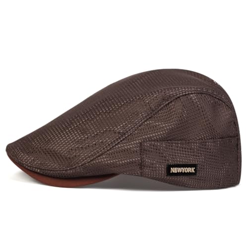Newsboy Cap, Mesh Summer Flat Cap, Summer Hats for Men - color: Brown