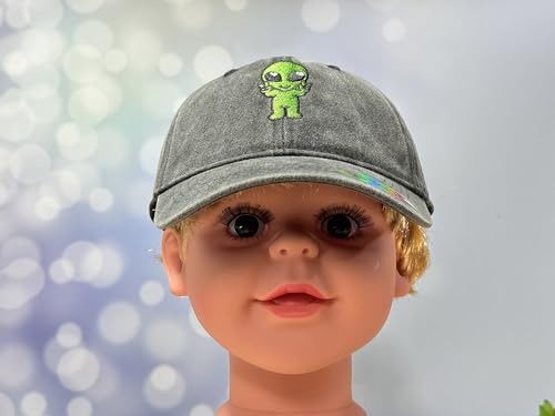 Adjustable Embroidery Animal Baseball Hat for Kid Toddler Child - color: Alien (Washed Black)