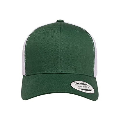 Yupoong Classic Mesh 6 Panel Retro Trucker Cap | Mid Profile Snapback - color: Evergreen/White
