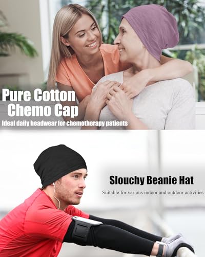100% Cotton Summer Beanie for Men Women, Thin Soft Slouchy Beanies - color: 1pcs-purple, size: Medium