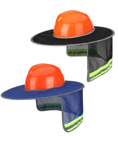 UNCO- Hard Hat Sun Shield, Full & Standard Brim Mesh Sunshade High Visibility Reflective, - color: Blue and Black, size: 2 Pack