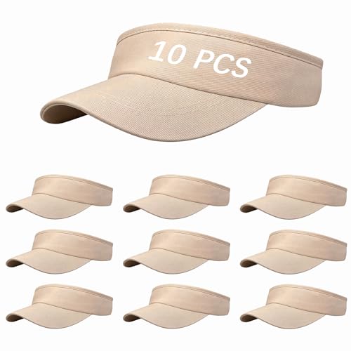 Adjustable Sport Sun Visor Hats Bulk Solid Color Blank Golf Cap Anti Ultraviolet for Beach Tennis Baseball - color: Khaki