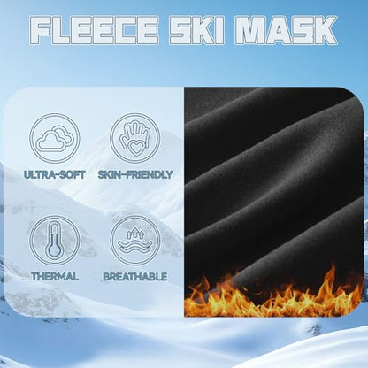 Balaclava Ski Mask for Men Women, Warm Fleece Face Mask Full Cover for Cold Weather Skiing Cycling, Ponytail Friendly - color: Black+rose Pink