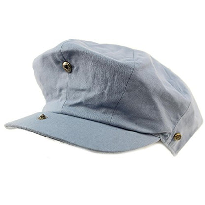 Men's 8 Panel Solid Plain 100% Cotton Snap Newsboy Drivers Cabbie Cap Hat,Indigo - color: Indigo, size: X-Large