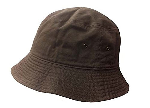 Newhattan Short Brim Visor Cotton Bucket Sun Hat - color: Brown, size: Small-Medium