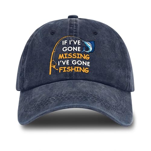Fishing Adjustable Cotton Baseball Cap, Funny Trucker Hat Gift for Men Women Grandpa Dad Fishing Lover Fisherman - color: Dark Blue