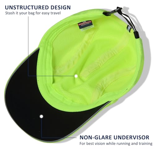 GADIEMKENSD Women's Race Day Running Cap Performance Mesh Hat - Excellent Ventilation, Lightweight, Reflective Safety - color: Bright Green