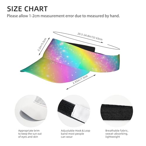 Unisex Sports Sun Visor Hats Adjustable Lightweight Packable Printed Empty Top Cap for Running Pickleball Golf Tennis - color: Ombre Rainbow Galaxy