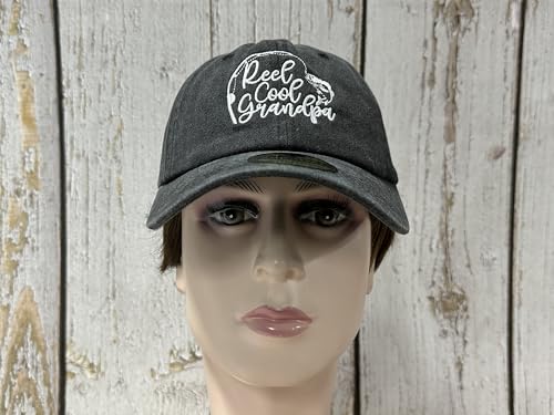 Embroidered Baseball Caps for Men and Women - color: Reel Cool Grandpa (Washed Black)
