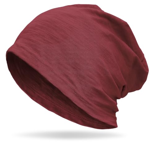 vidsel 100% Cotton Slouchy Beanie, Lightweight Summer Hats for Women Men - color: 1pc Wine Red, size: Medium