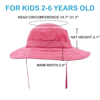 Connectyle Kids Sun Hat for Boys Girls Wide Brim Bucket Hat UPF 50+ Sun Protection Hat Breathable Summer Beach Hat - color: Hot Pink