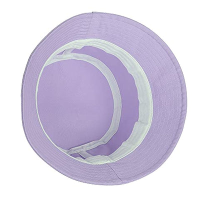 Unisex Cotton Packable Bucket Hat Sun Hat Plain Colors for Men Women - color: Purple