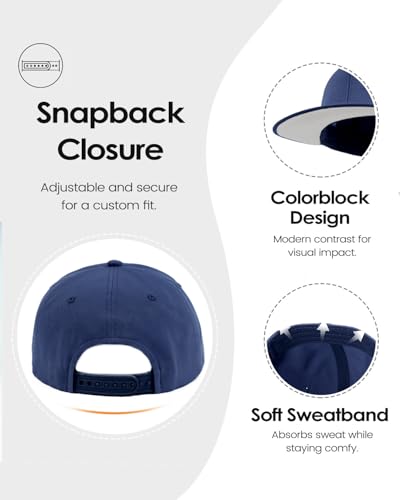 Zylioo XL 2XL Snapback Hat, Large Flat Bill Baseball Cap for Men Women - color: Navy Blue, size: X-Large-XX-Large