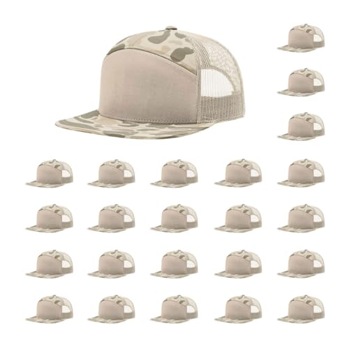 Richardson 168 Hi-Pro 7 Panel Adjustable Snapback Trucker Mesh Back Cap - color: Harvest Duck Camo/Sandstone