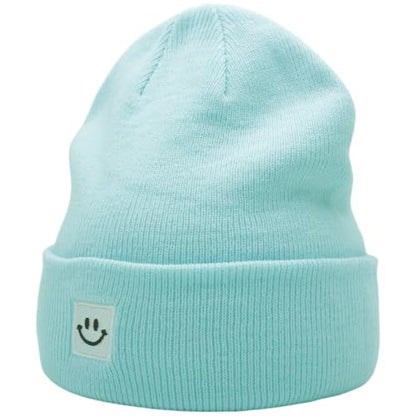 55cube Unisex Winter Beanie Hats Warm Thick Knit Cuffed Skullcaps - color: Cool Blue