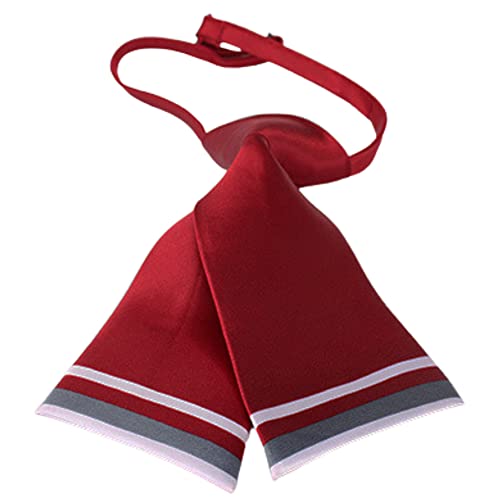 Mantieqingway Women Uniform Necktie Adjustable Strap Striped Pre-tie Ties - color: Red