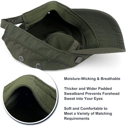 Loneshark Water Resistant Military Hat Quick Dry Cadet Cap Army Flat Top - color: Square-logo-green