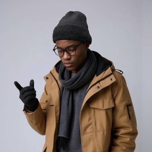 Winter Beanie Hats for Women Men Fleece Slouchy Knit Thick Beanies Warm Thermal Snow Ski Hat Gifts for Cold Weather - color: Black