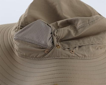 Connectyle Sun Hat for Men Women Outdoor UV Protection Safari Hat for Fishing Hiking Gardening Breathable Cowboy Hat UPF50 - color: Dark Khaki