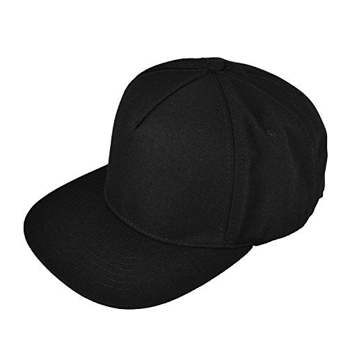 DALIX Premium Wool Blend Hat Flat Bill Cap Snapback Black Dark Gray Maroon Light - color: Black