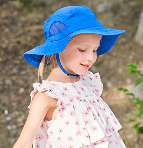 Connectyle Kids Sun Hat for Boys Girls Wide Brim Bucket Hat UPF 50+ Sun Protection Hat Breathable Summer Beach Hat - color: Blue