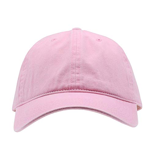 Classic Blank Dad Hat Cotton Adjustable Strap Baseball Cap - color: Pink Washed