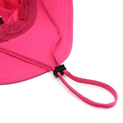 Women Lightweight Safari Sun Hat Quick Dry Fishing Hat with Strap Cool - color: Rose Red