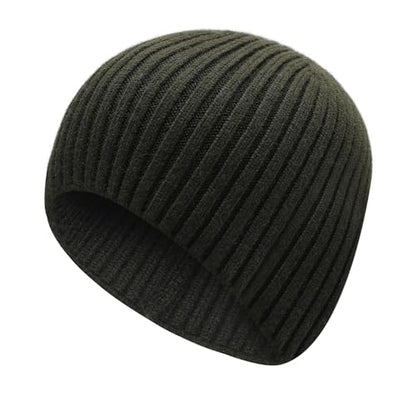 ZLYC Men Winter Knit Fisherman Beanie Hat Fashion Warm Daily Skull Cap - color: Solid Army Green