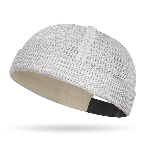 Brimless Hats for Men Breathable Brimless Docker Hat Lightweight Mesh Skull Cap Beanie Hats - color: Beige