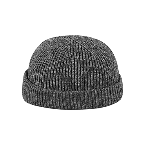 Croogo Brimless Hat Beanie Docker Cap Rolled Cuff Worker Sailor Skullcap - color: Ct47-gray