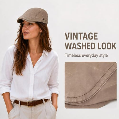 SEAUR Newsboy Hats for Women Cotton Ivy Flat Cap Adjustable Breathable Cabbie Gatsby Golf Hats Gatsby Irish Hat for Men - color: Coffee