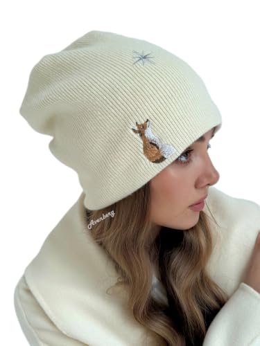 Oversized Slouchy Non-Itchy Knit Beanie Winter Hat for Men & Women - color: Cream