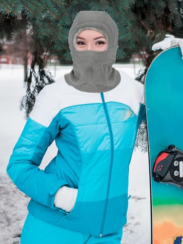 Geyoga Winter Fleece Balaclava Hat for Men Women - color: Black, Light Grey