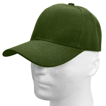 Falari Wholesale Bulk Lot 12-Pack Baseball Cap Adjustable Size Plain Blank Solid Color - color: Army Green