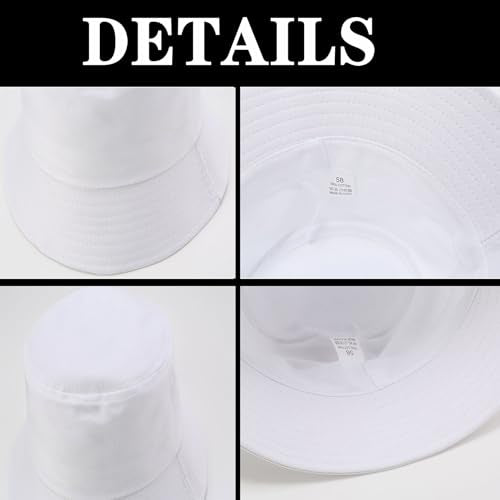Unisex 3-Pack UV Packable Summer Bucket Sun Hats for Outdoor Activities - color: 3 Black/White/Dusty Blue