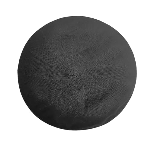 Summer French Beret Breathable Thin Beret Hat Solid Color Beanie for Women Lady - color: Black