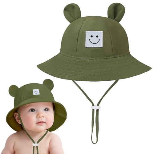 Baby Bucket hat Cute Infant Bear Sun Hat Summer Girls Boys Cap - color: Green