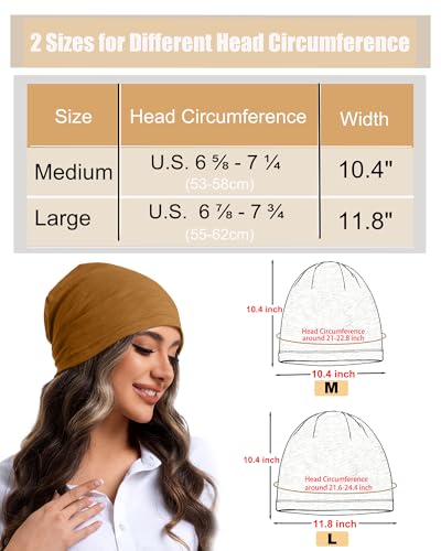 100% Cotton Summer Beanie for Men Women, Thin Soft Slouchy Beanies - color: 1pcs-gold Brown, size: Medium