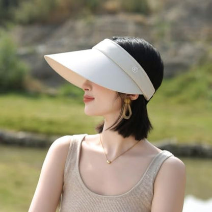Women Sun Hats Detachable Wide Brim Sun Protection UPF 50+ Packable 2 in 1 Summer Beach Visor Cap - color: Begie