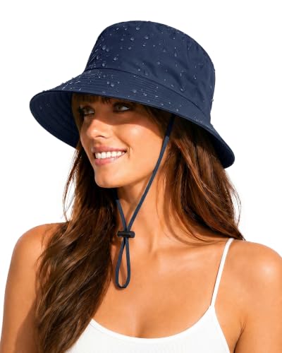 Water-Resistant UPF 50+ Sun Bucket Hat Packable Brimmed for Women Men - color: Navy Blue