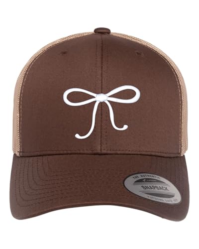 Go All Out String Bow Tie Cute Dad Deluxe Trucker Flatbill Baseball Structured Embroidered Hat - color: Brown/ Khaki