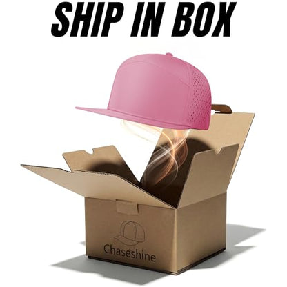 4 Inclusive Sizes Performance Flat Brim Trucker Hat Men Women, 7 Panel Snapback Running - color: 72.pink