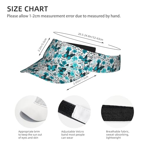 Unisex Adjustable Sports Sun Visor - color: Butterflies