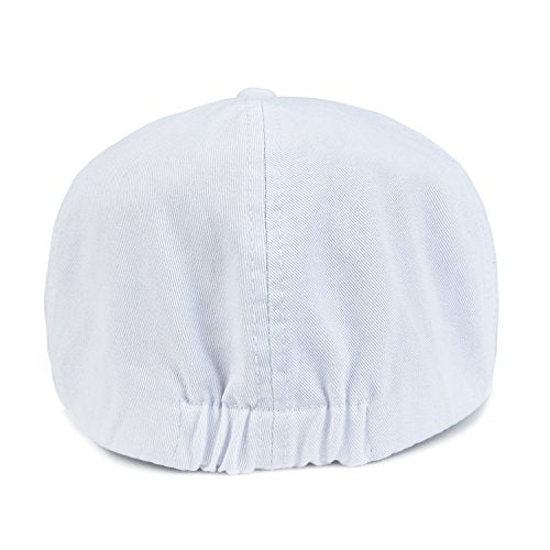 VOBOOM Cotton Washing Flat Cap Cabbie Hat Gatsby Ivy Irish Hunting Newsboy - color: White