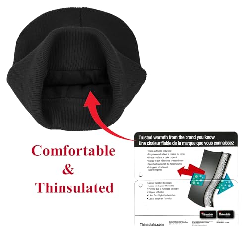 3M Thinsulate Women Men Unisex Knitted Thermal Winter Cap Casual Beanies - color: Black