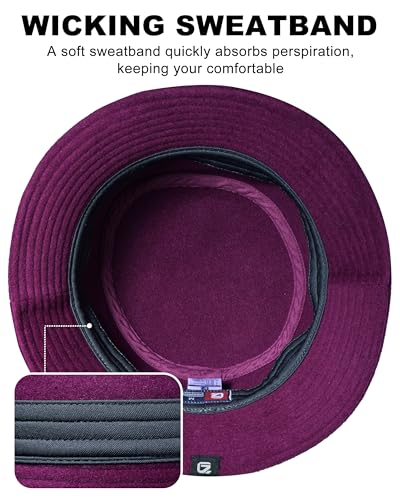 GADIEMKENSD Winter Bucket Hat - Premium Wool, Packable, Plain Colors, Unisex Warm Hat - color: Purple 2.0, size: Medium