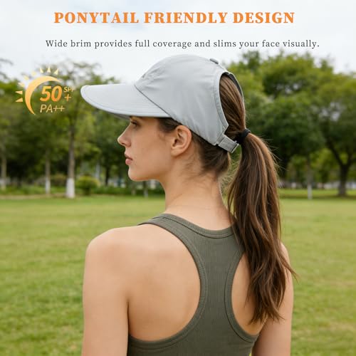2 Pack UPF Sun Protection Baseball Hat for Women,Wide Brim UV Visor Hat, Adjustable Quick-Dry Wide Brim Baseball Cap, 2026 Upgraded Lightweight WideBrim for Outdoor Sports(Beige+Gray)